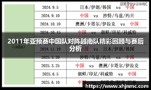 2011年亚预赛中国队对阵越南队精彩回顾与赛后分析